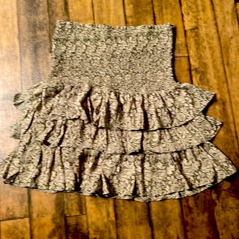 Easel green and tan colored skirt or top.  Very versatile NWT